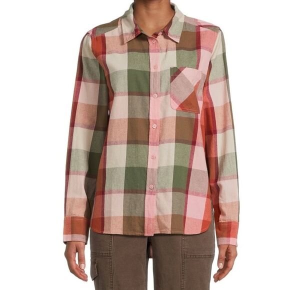 Time and Tru Women's Button Down Flannel Shirt Long Sleeve Top Size Small - Picture 2 of 7
